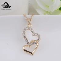 necklace for women fashionable gold color heart shape pendant opal zircon charm chain pingente female jewelry