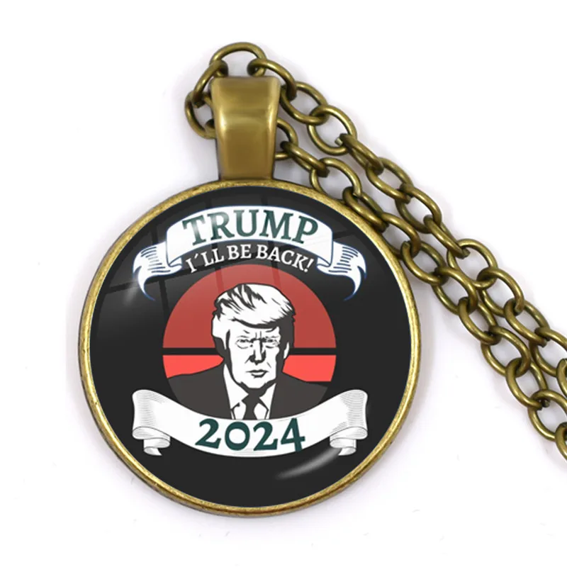 Коллекция 2024 года коллекция США Трампа стеклянный кабошон кулон античная бронза