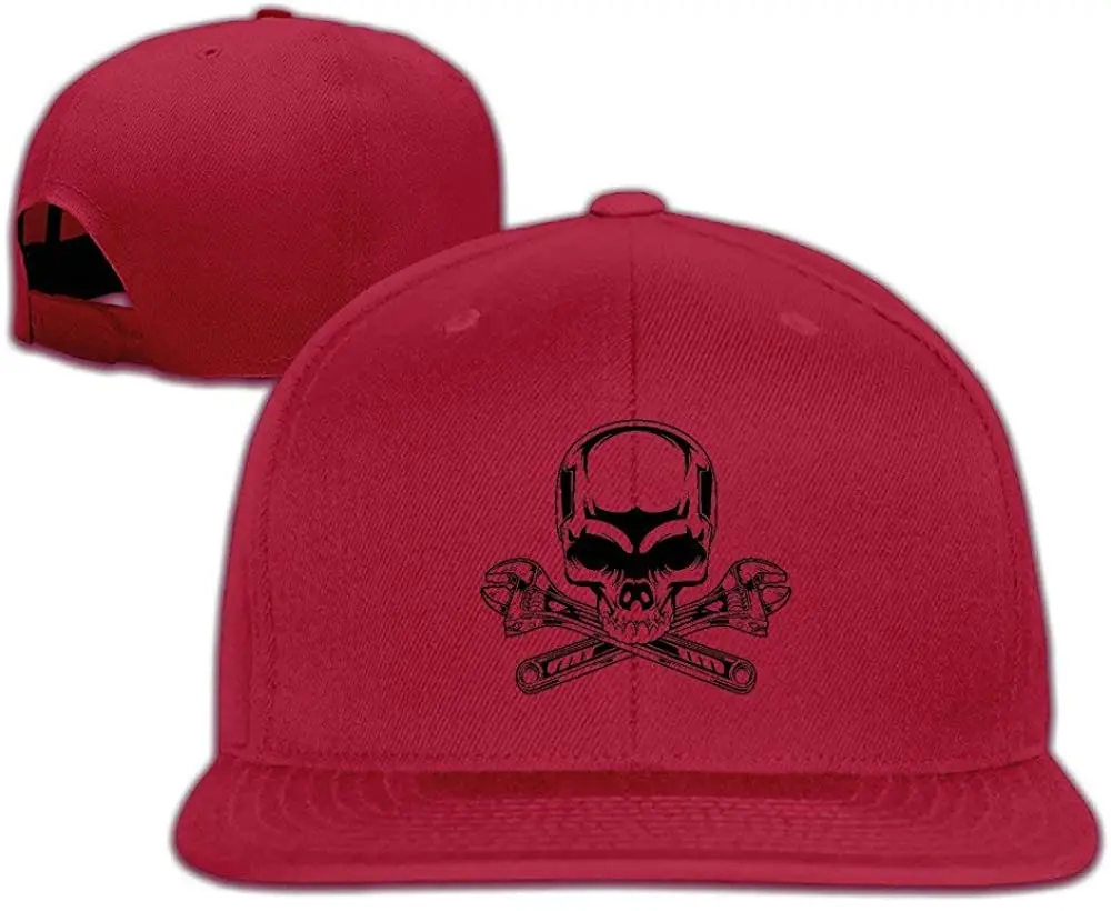 

Skull Bone Wrench Man Woman Flat Brim Baseball Hat Hip Hop Snapback Trucker Cap