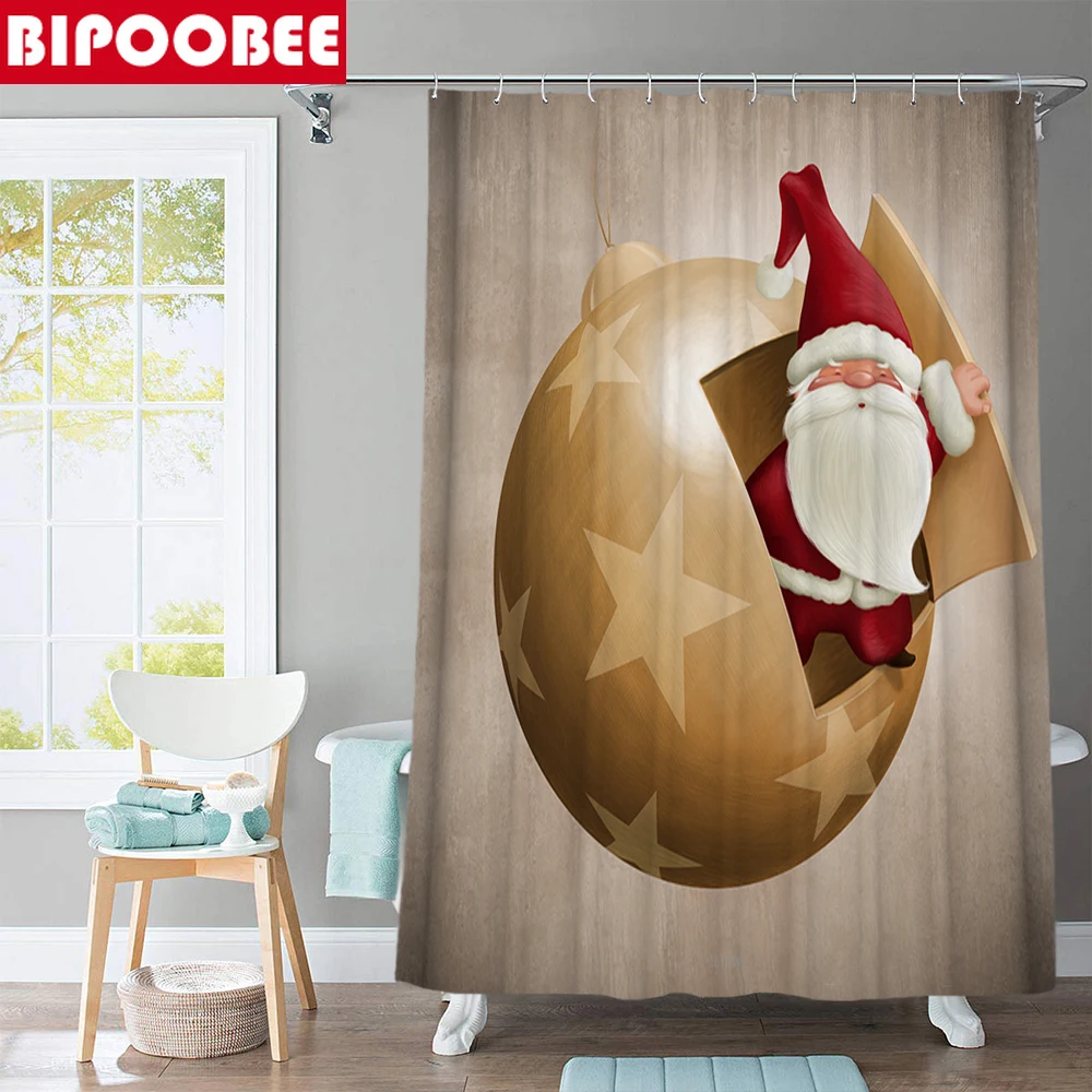 Забавная занавеска для ванной с Санта-Клаусом наборы занавесок и ковров