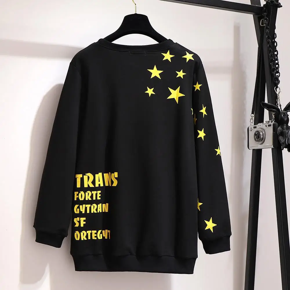 2XL-6XL Plus Size Autumn Hoodies Sweatshirt Winter Cotton Women Casual Tops Long Sleeve Print Pullover 5XL Large Sweatshirt Tops