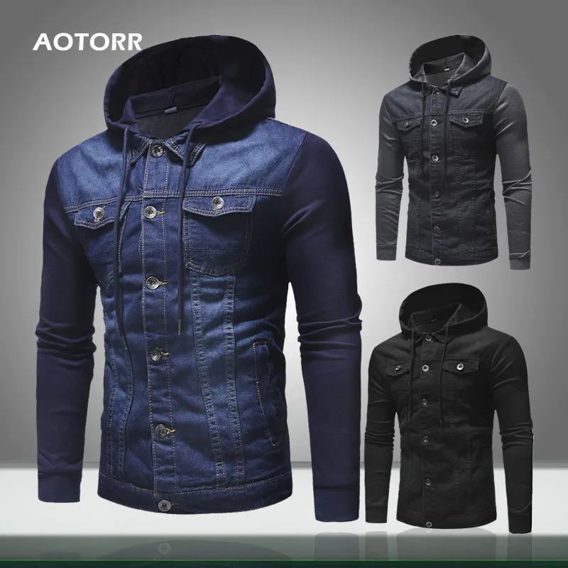 Мужская джинсовая куртка с капюшоном 2021 новые осенние спортивные куртки для