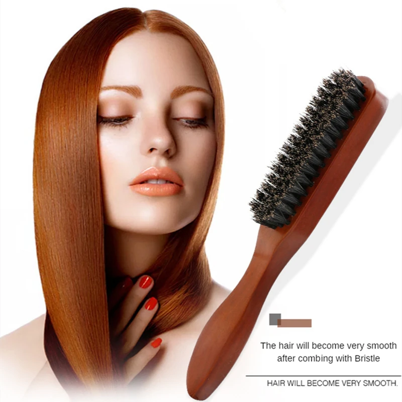 

Bristle Hair Beard Brush Wood Handle Men's Hairdressing Hair Styling Beard Comb Oil Head Moustache Brush Salon Care Tools Y0512