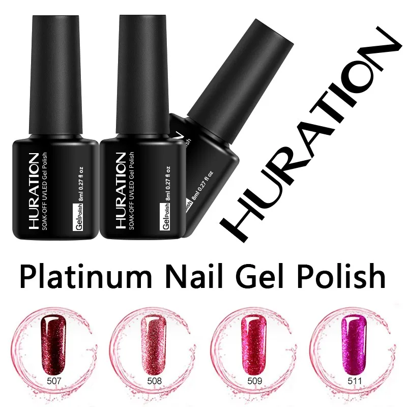 Гель лак Huration для ногтей Блестящий Платиновый полигель маникюра УФ гель цвета