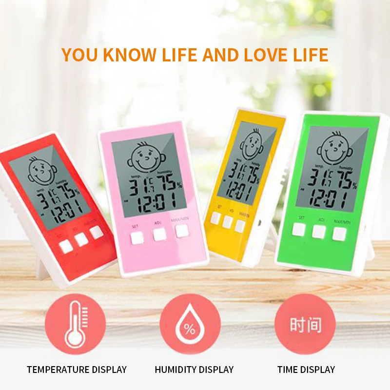 

Digital LCD Indoor/Outoor Temperature Humidity Meter Electric Thermometer Hygrometer Clock With 1m External Probe