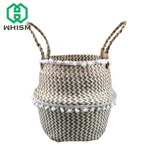 WHISM складной ручной милый цветочный горшок плантатор стильная натуральная морская трава растительный горшок цветочные горшки декоративный садовый горшок для суккулентов