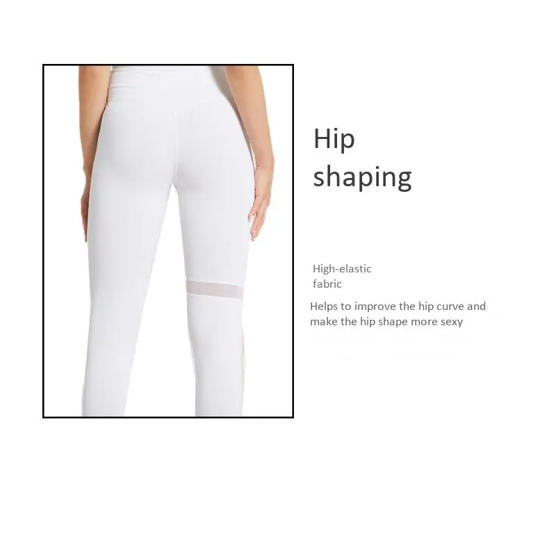 

Women's Mesh Stitching Yoga Pants High Waist Tummy Leggings Running Sports Fitness Trousers