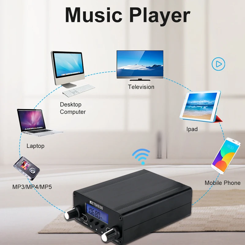 

Retekess TR508 Wireless FM Broadcast Transmitter Radio Station+10pcs PR13 Radio for Drive-in Church Meeting Translation