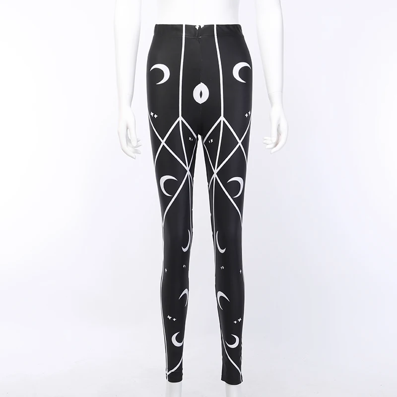 Уличная одежда в готическом стиле удобные тонкие брюки с принтом женские