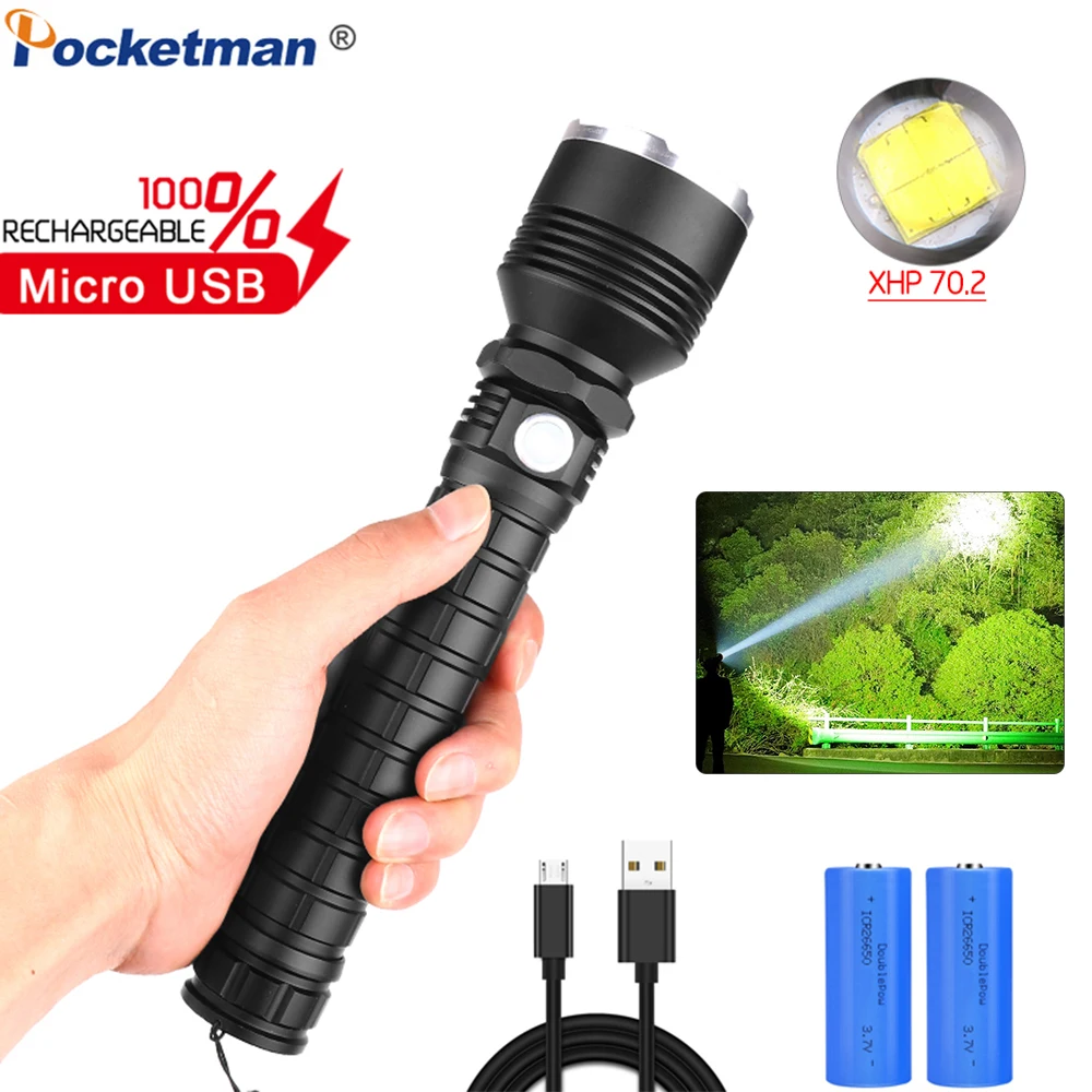 Мощный фонарик XHP70.2 Xlamp светодиодный фонарь XHP50 Водонепроницаемый с увеличением
