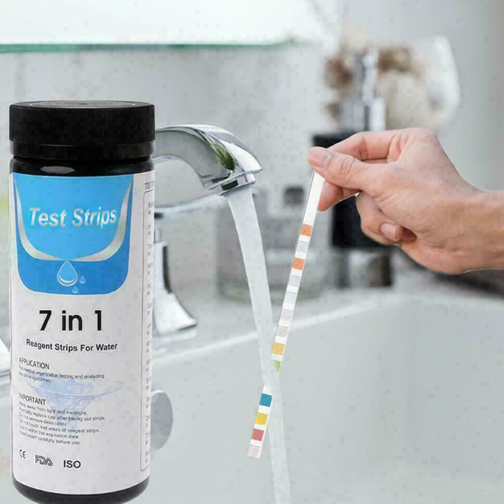 

50 полосок в коробке, набор тестовых полосок 7 в 1 для проверки pH нитрита, нитрата, хлора и бромина KH GH NO2 NO3