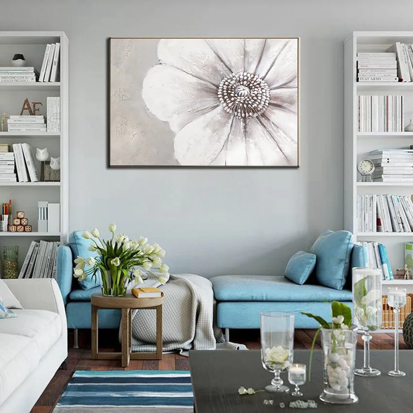 Горячая Распродажа большие цветы на стену для домашнего декора Холст ручной