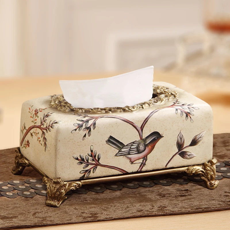 Creative European luxury paper towel box living room suction box American paper suction box light luxury new Chinese napkin box