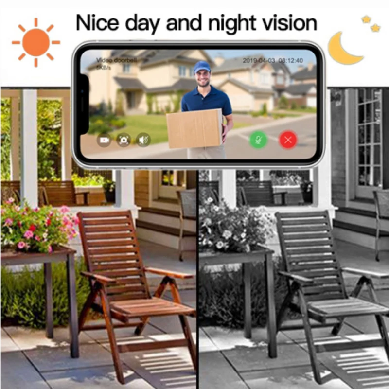 

V6 Smart Doorbell Camera Wifi Wireless Call Intercom Video-Eye for Apartments Door Bell Ring for Phone Home Security Monitor