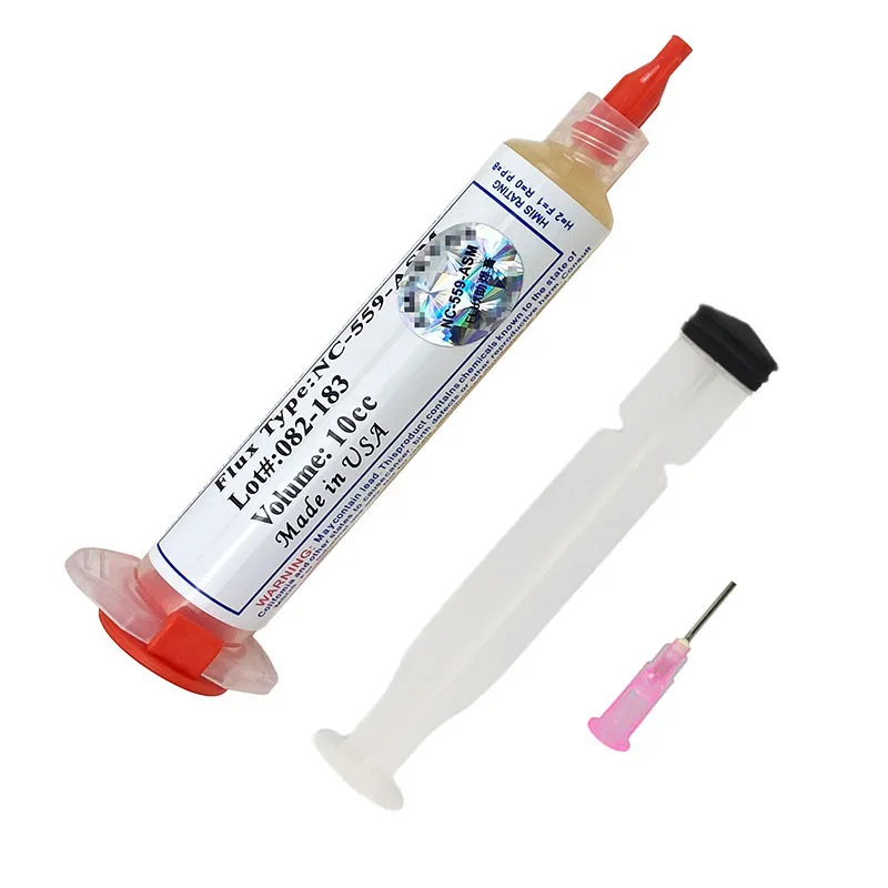 Флюсовая паста 10cc NC-559-ASM бессвинцовые иглы для пайки со шприцом ремонта печатных