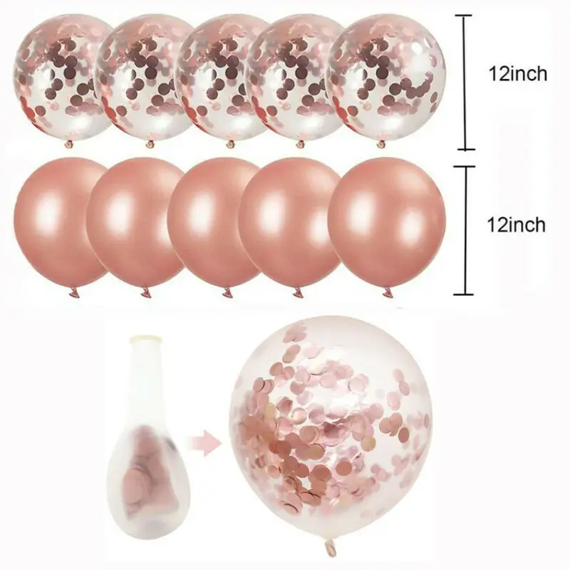 

Newly 100PCS 12Inch Latex Confettis Balloon Rose Gold Wedding Birthday Party Xmas Decor