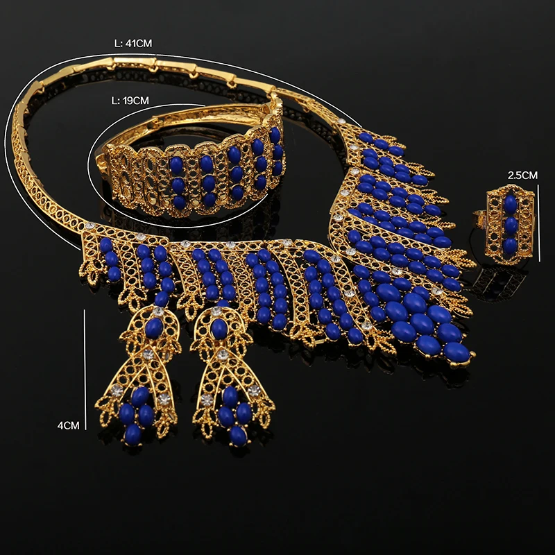 

Fani Fashion African Beads Jewelry Sets Wholesale Dubai Gold Colorful Brand Jewelry Set Costume Design nigerian bridal bead set