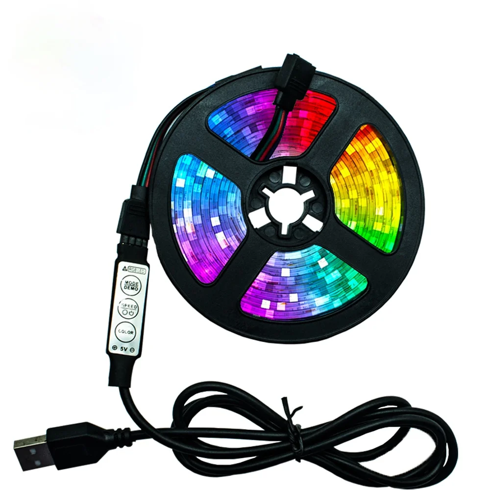 

LED Strip Light Flexible Lamp 1M 2M 3M 4M 5M Tape Diode SMD 2835 DC5V Desk Screen TV Background Lighting USB Cable 3 Key Control