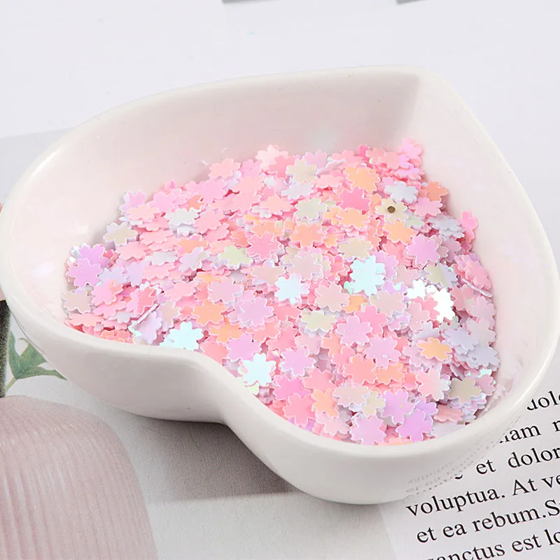 Блестки для дизайна ногтей Sakura, 5 мм, блестки для маникюра с цветком вишни, украшения для самостоятельного изготовления карт, конфетти - изображение