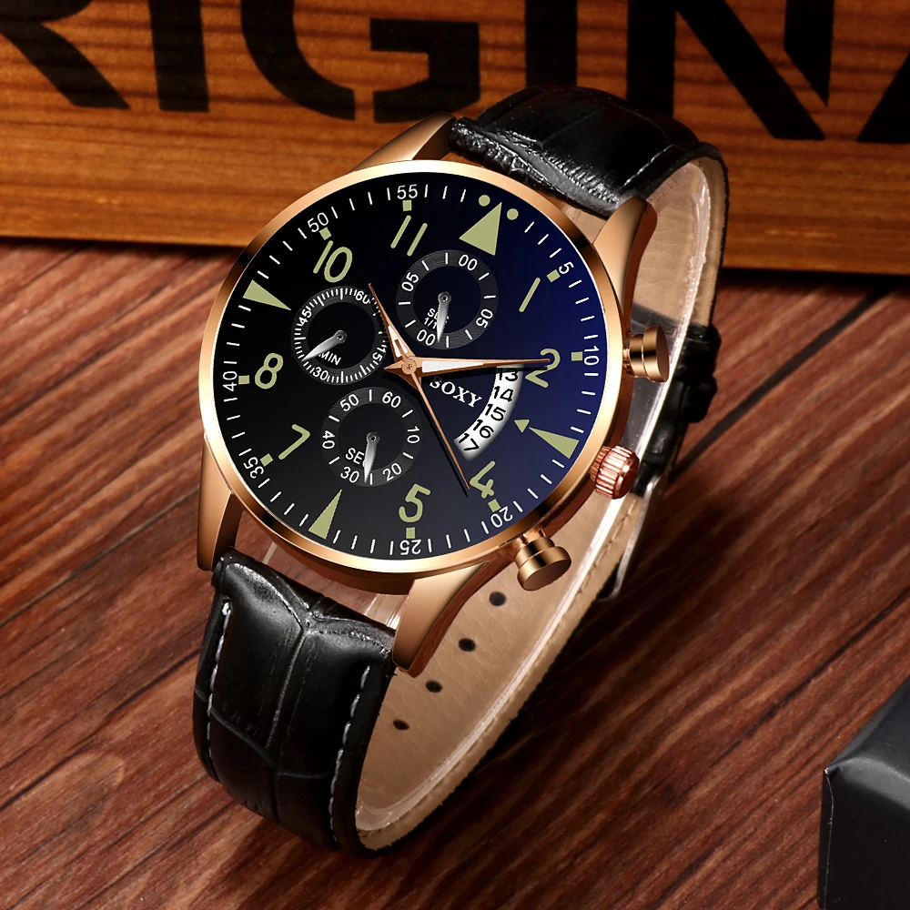 

relogio masculino Mens Watches Leather Male Clock SOXY Brand Watch Men Luminous Quartz Watch Calendar Wristwatch 2021