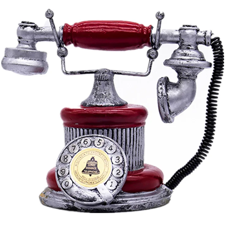 Resin Phone Statues Vintage Old Craft Home Decor Style Desk Figurines Retro Model Bar Miniatures Decorative Telephone | Дом и сад