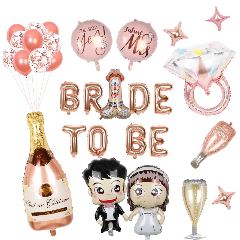 

1 комплект, 16 дюймов, розовое золото, буквы «Bride To Be», воздушные шары в форме сердца, фольгированные воздушные шары в виде лампочки