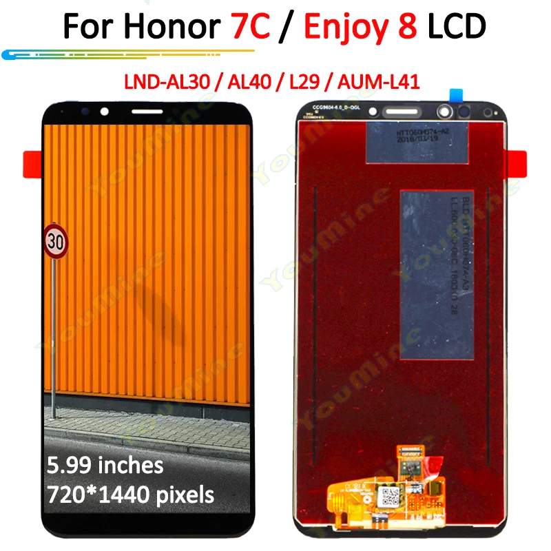 100% тестирование 5 99 дюймов для Honor 7C LND AL30 AL40 ЖК дисплей Дисплей + кодирующий