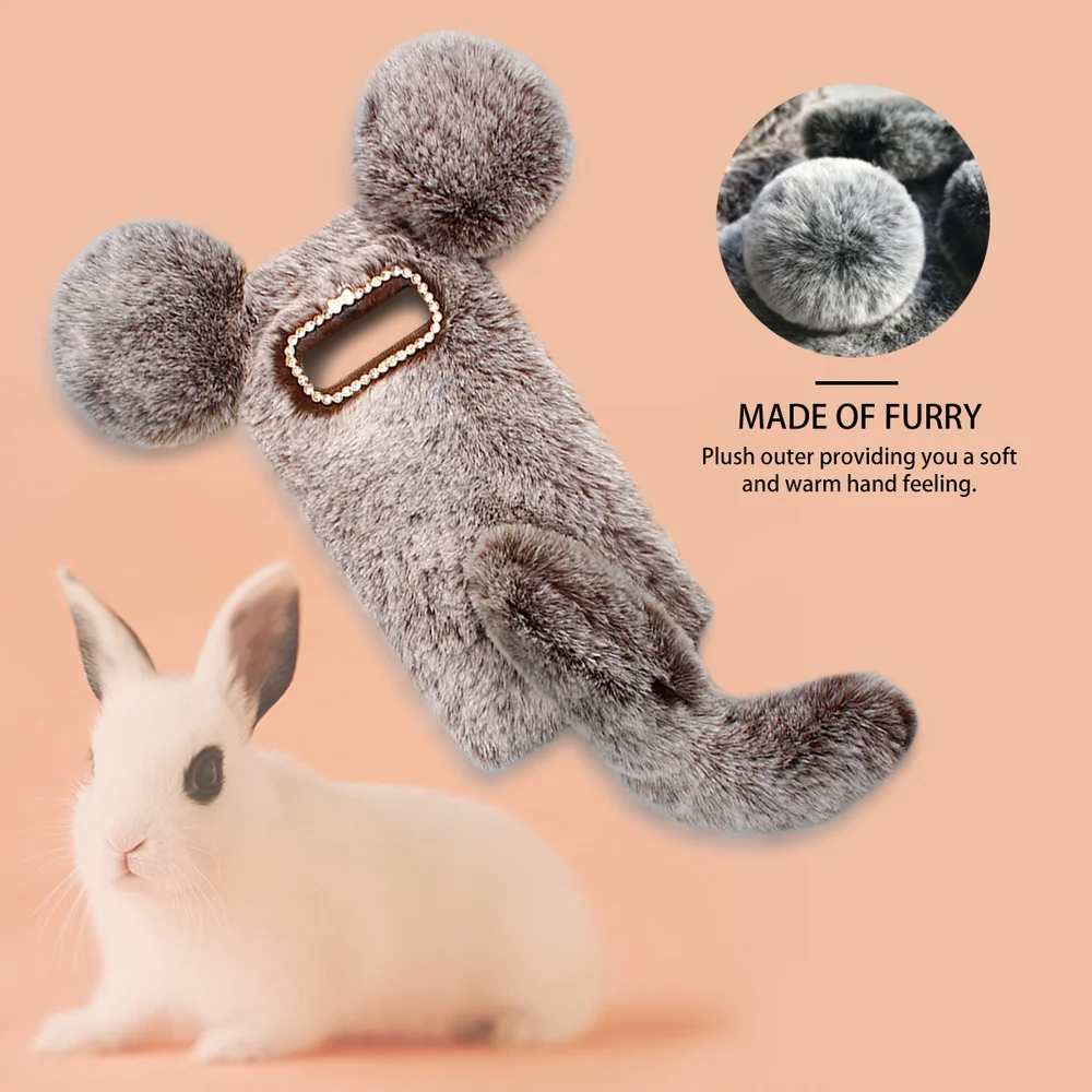 Милый плюшевый дизайнерский чехол для телефона с мышкой сохраняющий тепло