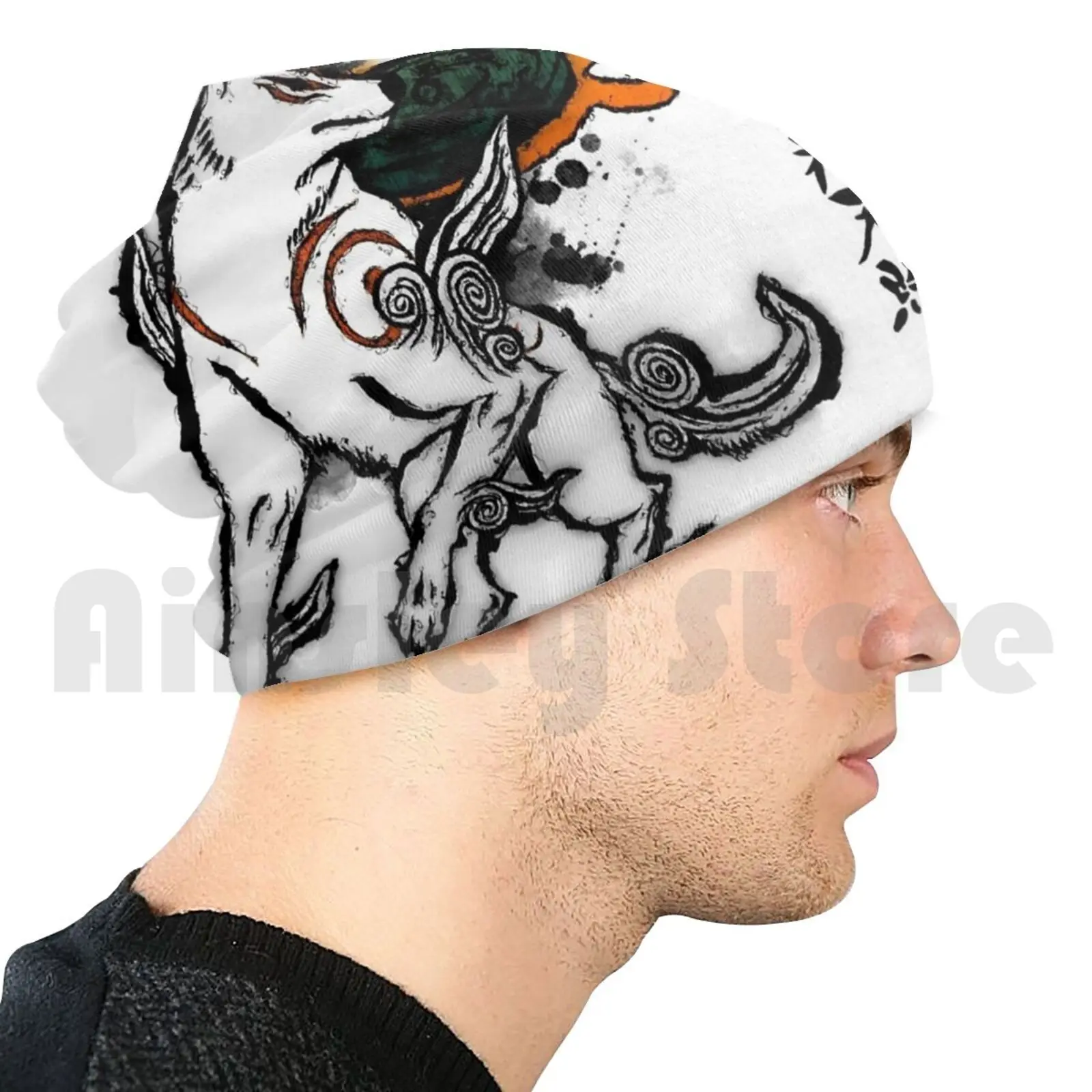 Amaterasu чернильные шапки пуловер кепка Удобная шапка чернильный волк Оками Ammy God