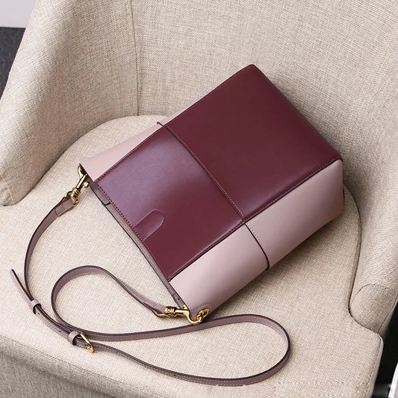 

New High Quality Luxury Handbags The new genuine leather handbags wild picture bucket bag fashion one-shoulder messenger bag
