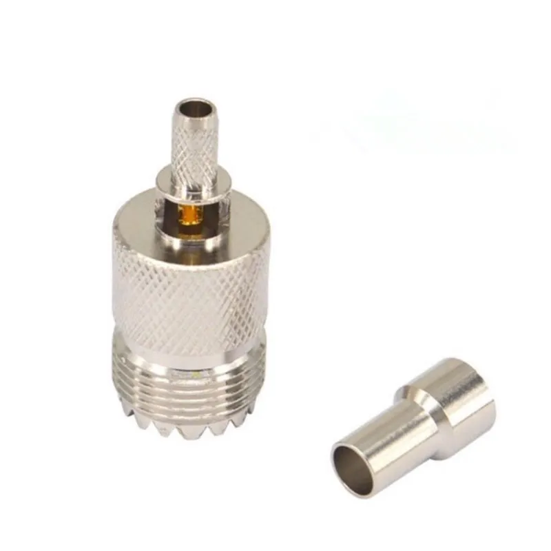 

2pcs/lot UHF Female Plug Coaxial Connector Crimp For RG58/RG142/LMR195 Cable Pure Copper