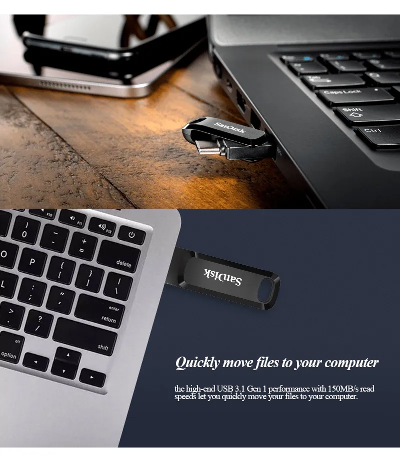 USB-флешка Sandisk Original USB Pendrive 128 ГБ USB 3.1 Type-C 64 ГБ Dual OTG 3.1 USB-флеш-накопитель 32 ГБ с флеш-накопителем USB-накопитель типа C