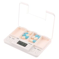 1pcs portable travel 24 grids intelligent electronic timing pill case alarm timer pills reminder storage box