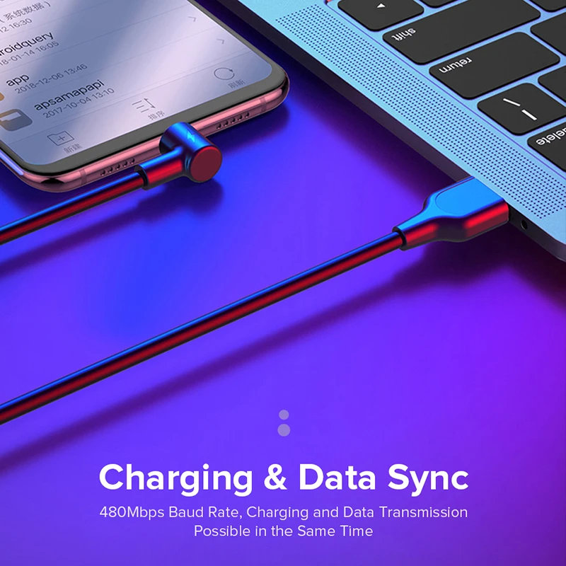 Кабель Micro USB для Xiaomi Note 5 Pro 3A провод с углом 90 градусов быстрой зарядки и