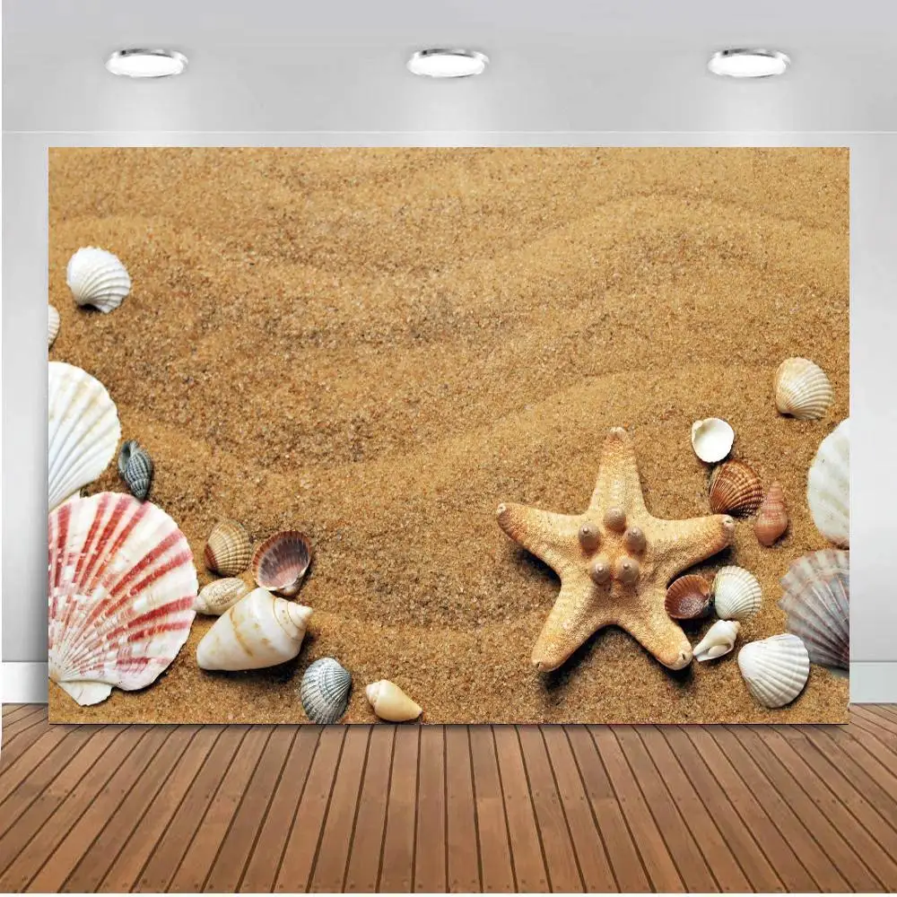 

Sandy Beach Shell Starfish Vinyl Photographic Background Photo Studio Backdrops Photobooth for Children Baby Goods Pet Photocall