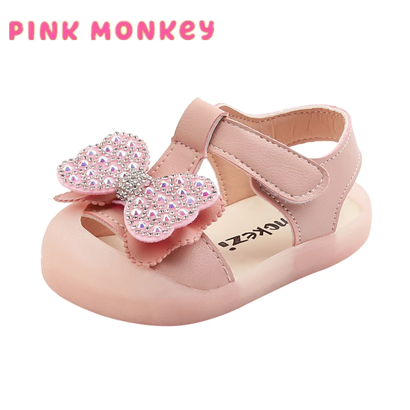 

Girls Wedding Shoes Bridal Crystal T Strap Toddlers Bowtie Bling Princess Shoes White Baby Child Kids Anti-Slippery Party Shoes