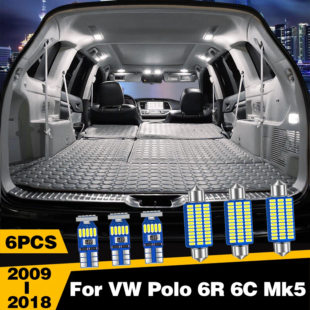 

6 Pcs Car Interior Dome Reading Light Auto Accessories For VW Polo 6R 6C Mk5 2009 2010 2011 2012 2013 2014 2015 2016 2017 2018