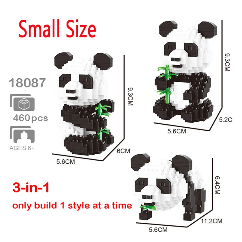 Balody мультфильм панда животные Мини Строительные блоки бамбук 3 в 1 модель DIY