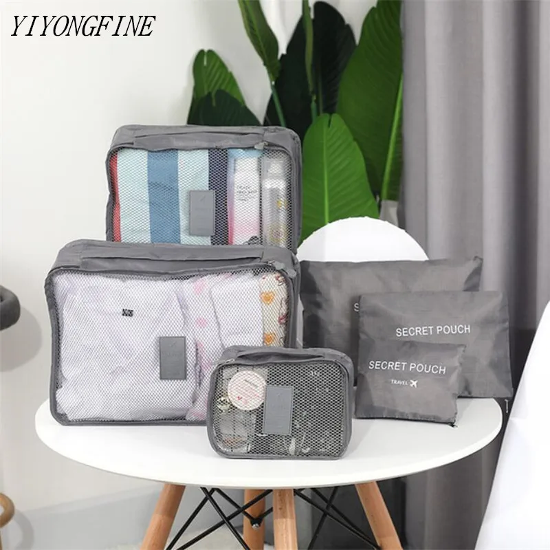 

6 pcs Waterproof Travel Bags Clothes Luggage Organizer Cosmetics And Toiletries Storage Bag Suitcase Pouch Packing Cube Bags