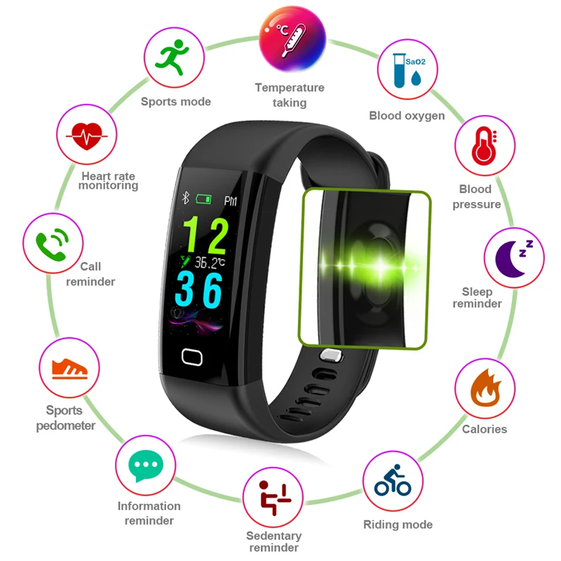 Смарт браслет F77 смарт монитор сердечного ритма тела Температура smartband шагомер