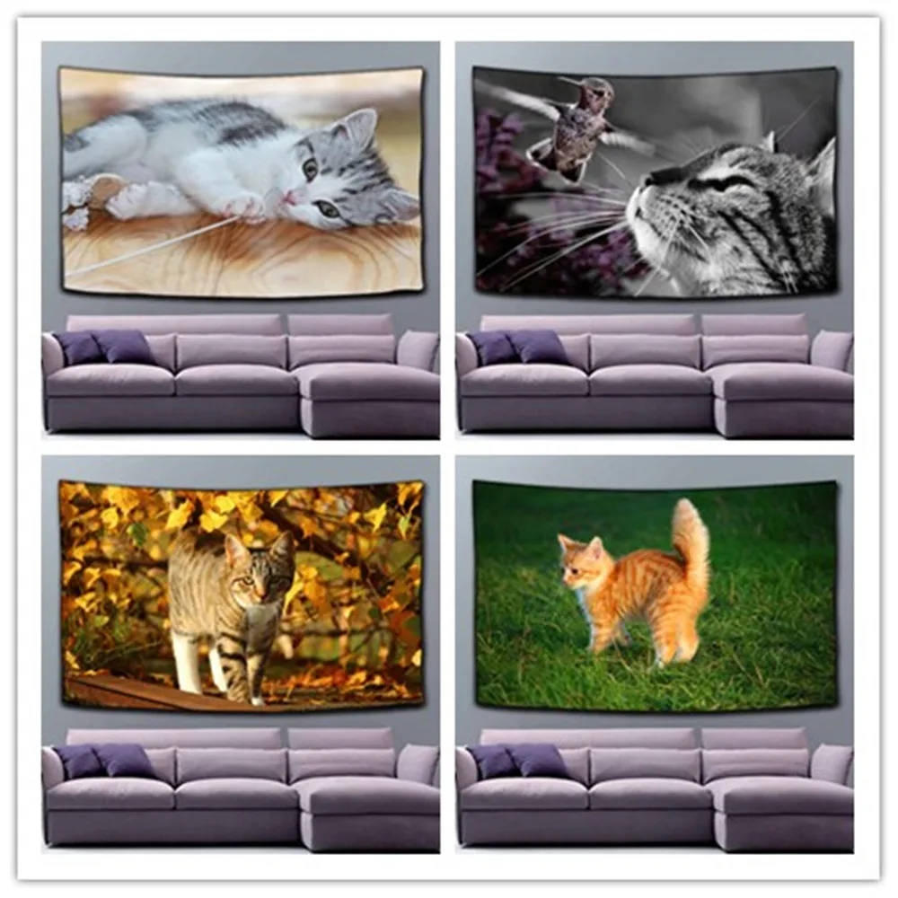 

Psychedelic Cat Tapestry Decor Hippie Tapestry Mandala Wall Hanging Belgium Printed Wall Cloth Tapestries Cloth