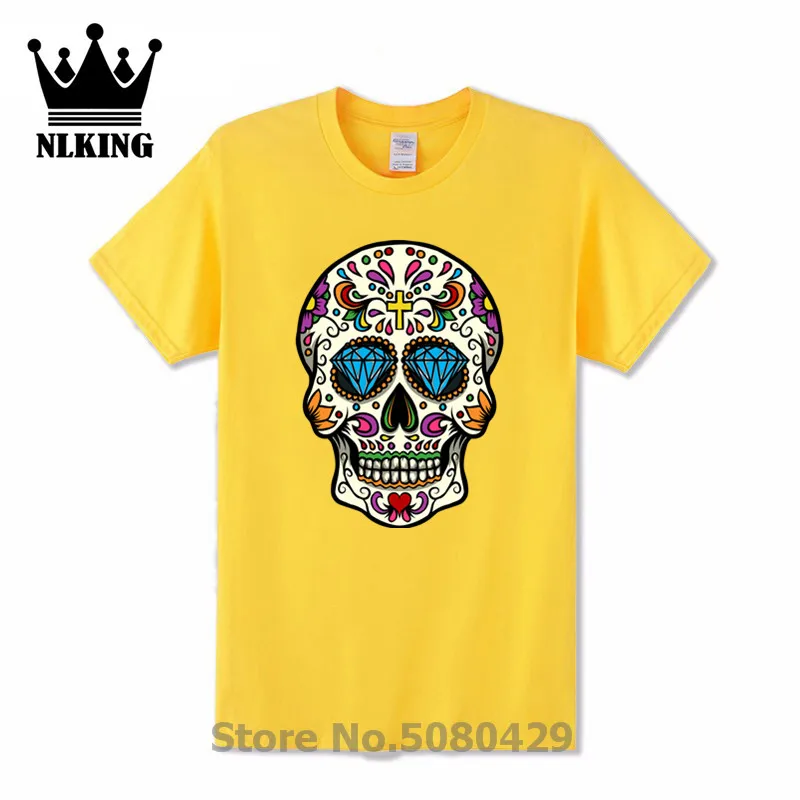 Мексиканская футболка с надписями и рисунком в виде рубашки для мужчин сахарный