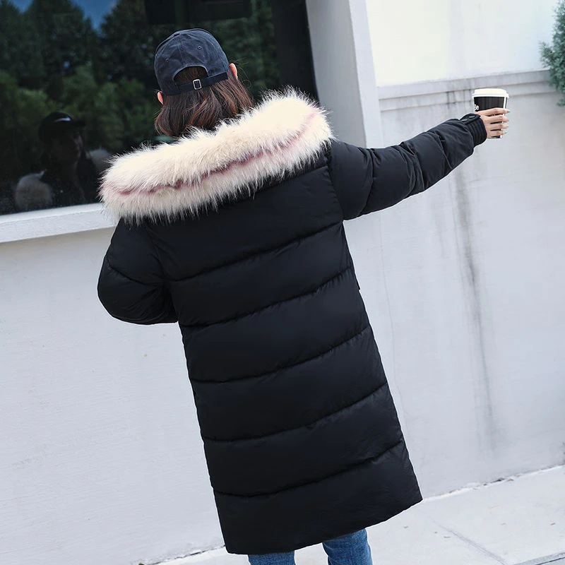 

Artifical Beautiful Large Fur Collar Hat Winter Jacket Women Manteau Veste Femme Hiver Ukraine Parka Big Pocket Warm Long Coat