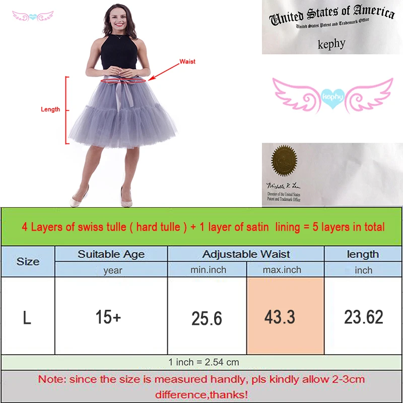 

Kephy black skirts for women lady tulle skirt girls wedding dance tutus tulle skirt tutu for women petticoat Bridesmaid Skirt