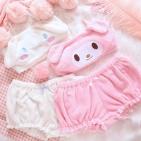 pink and white kwaii velvet tube top and panties set for girls adorable underwear anime long ear doggy bra and bloomers