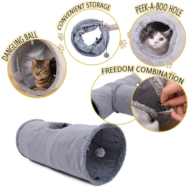 Качественный складной туннель для кошек Benepaw гофрированная прочная замшевая