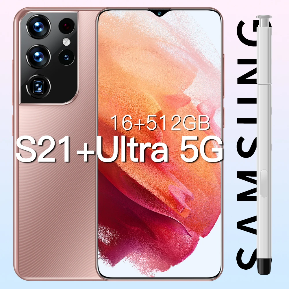 

Global Version S21+Ultra 6.7 Inch Smartphone 32+50MP 16GB+512GB Android 11.0 6800mAh Face Unlock Google GPS Dual SIM 5G Phone