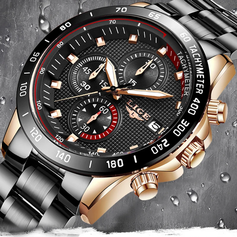 

LIGE новые часы для мужчин модные спортивные кварцевые часы для мужчин s часы Роскошные брендовые бизнес часы с календарем водонепроницаемые ...