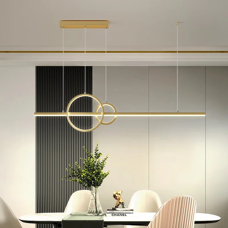 Candelabro de habitación minimalista para comedor lámpara LED larga de diseño creativo, moderna, sencilla, para mesa de comedor, bar y oficina, norte de Europa