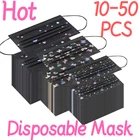 Маски Одноразовые сетчатые с кружевным принтом для взрослых, маски для лица 4-слойные, для косплея на Хэллоуин, 1050 шт.